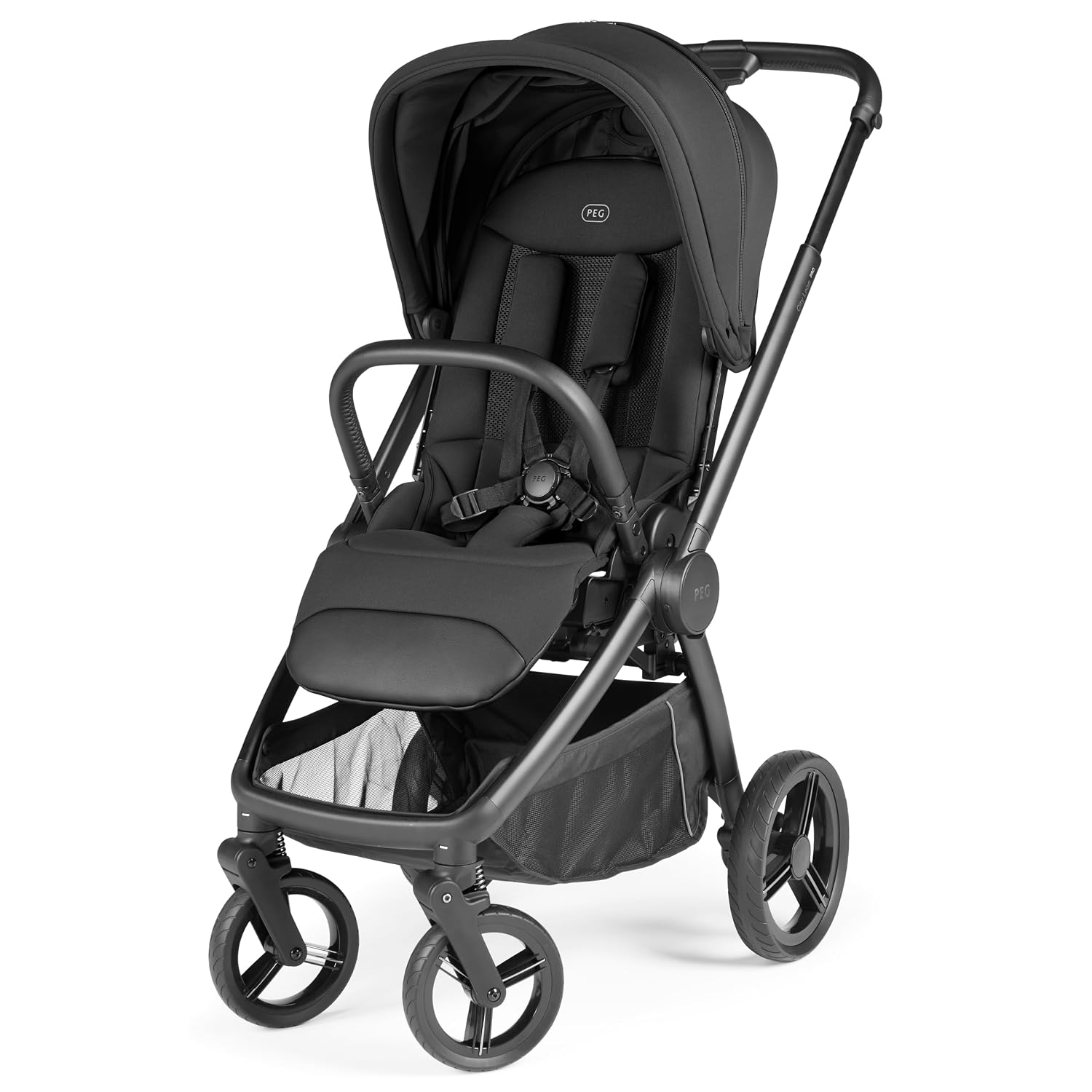 PEG City Loop Pro Reversible seat midsize Stroller, True Black
